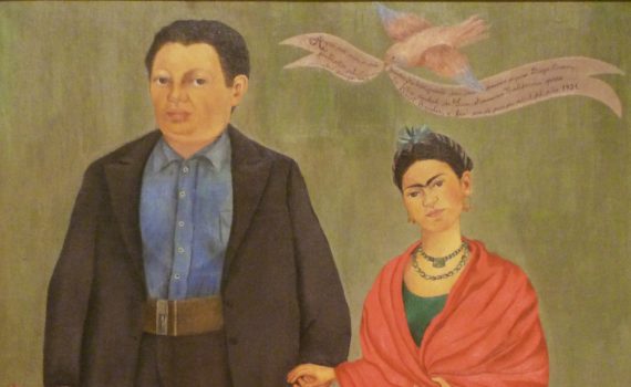 Frida Kahlo, Frieda and Diego Rivera​, 1931, oil on canvas, 39-3/8 x 31 inches or 100.01 x 78.74 cm (San Francisco Museum of Modern Art)