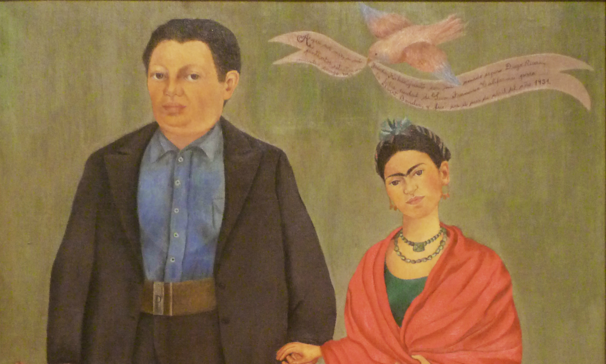 Frida Kahlo, Frieda and Diego Rivera​, 1931, oil on canvas, 39-3/8 x 31 inches or 100.01 x 78.74 cm (San Francisco Museum of Modern Art)