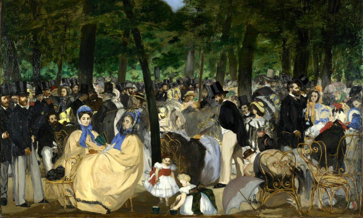 Édouard Manet, Music in the Tuileries Gardens - detail