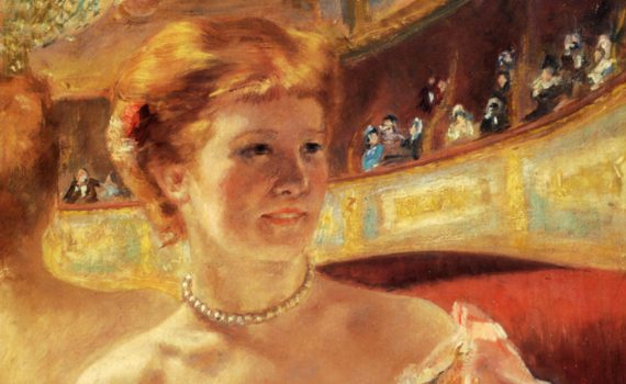 Mary Cassatt, Woman with a Pearl Necklace in a Loge, detail