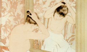 Detail, Mary Cassatt, The Coiffure, 1890–91, color drypoint and aquatint on laid paper, sheet: 43.2 x 30.7 cm (National Gallery of Art, Washington, D.C.)