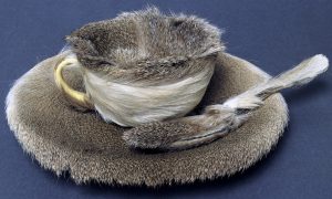Meret Oppenheim. Object, 1936. Fur-covered cup, saucer, and spoon, cup 4-3/8