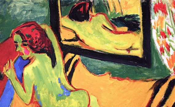 Detail, Ernst Ludwig Kirchner Reclining Nude in Front of Mirror