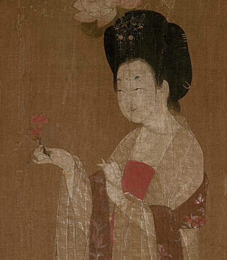 Smarthistory Attributed to Zhou Fang, Ladies Wearing Flowers in Their