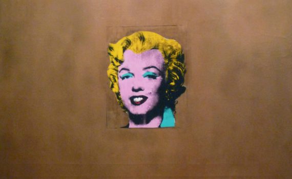 Andy Warhol, Gold Marilyn Monroe, Silkscreen ink, Silkscreen ink on synthetic polymer paint on canvas, 71.25 x 57 in. (211.4 x 144.7 cm), 1962 (MoMA)