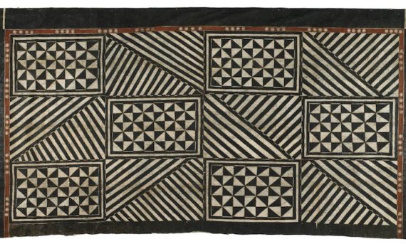 Masi (tapa cloth), likely used as a room divider, Fiji, date unknown, 300 x 428 cm (Te Papa, New Zealand)