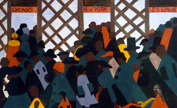 Jacob Lawrence, The Migration Series, 1940-41, 60 panels, tempera on hardboard (even numbers at The Museum of Modern Art, New York, odd numbers at the Phillips Collection, Washington D.C.)
