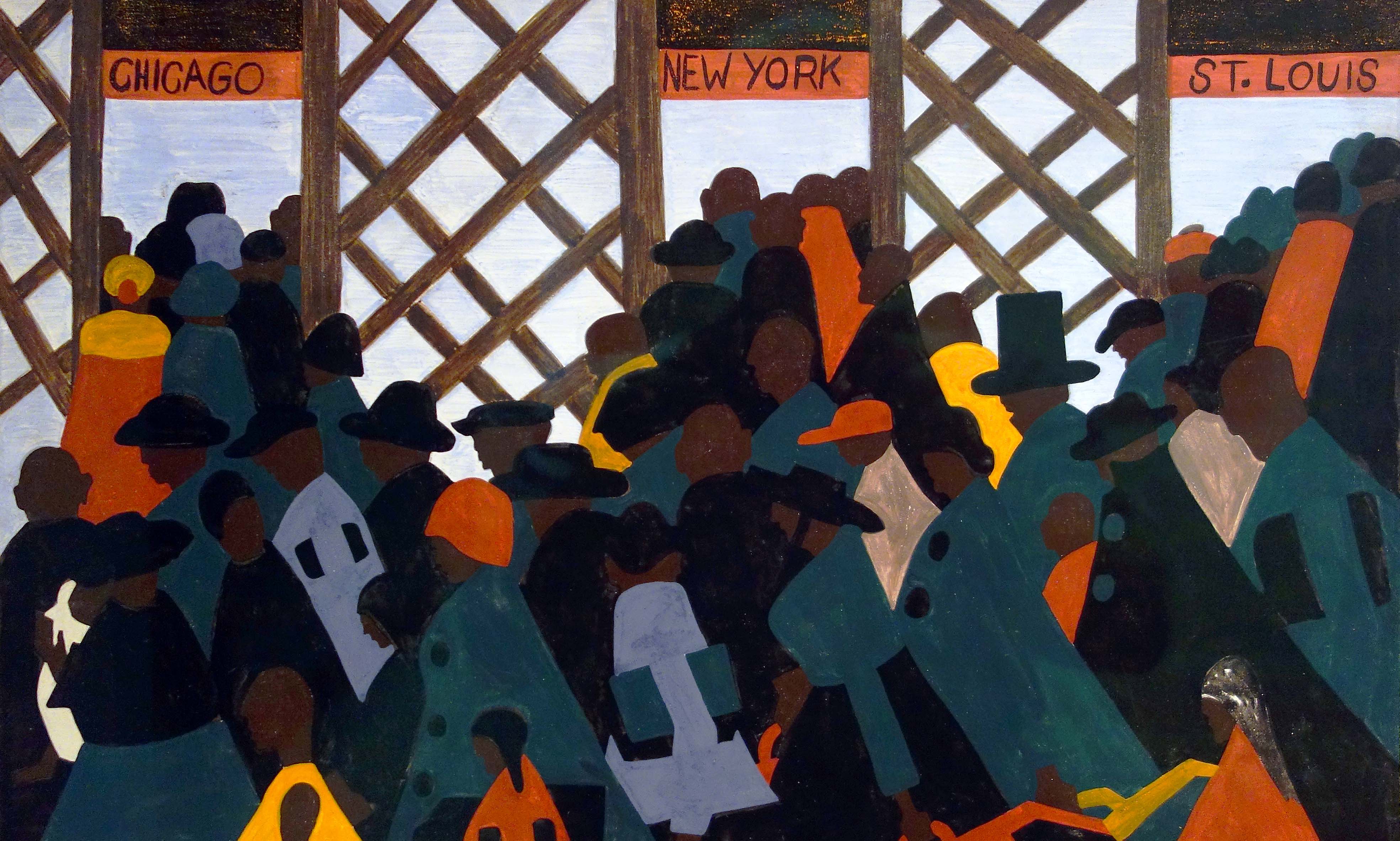 Jacob Lawrence, The Migration Series, 1940-41, 60 panels, tempera on hardboard (even numbers at The Museum of Modern Art, New York, odd numbers at the Phillips Collection, Washington D.C.)