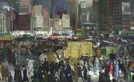 George Wesley Bellows, New York, 1911, oil on canvas, 42 x 60″ / 106.7 x 152.4 cm (National Gallery of Art, Washington, D.C. )
