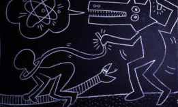 Keith Haring, Untitled Subway Drawing, 1982, caulk on paper @ Keith Haring Foundation