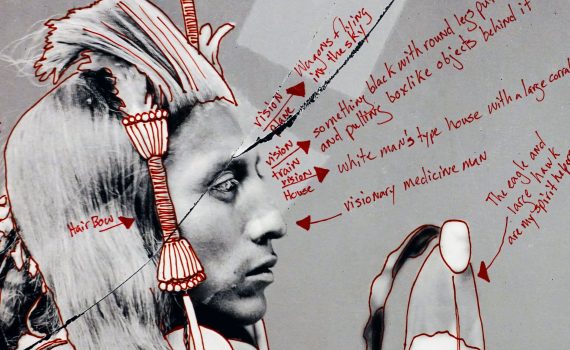 Wendy Red Star, 1880 Crow Peace Delegation, 2014, inkjet print and red ink on paper, 16 15/16 x 11 15/16 inches ©Wendy Red Star (Portland Art Museum)