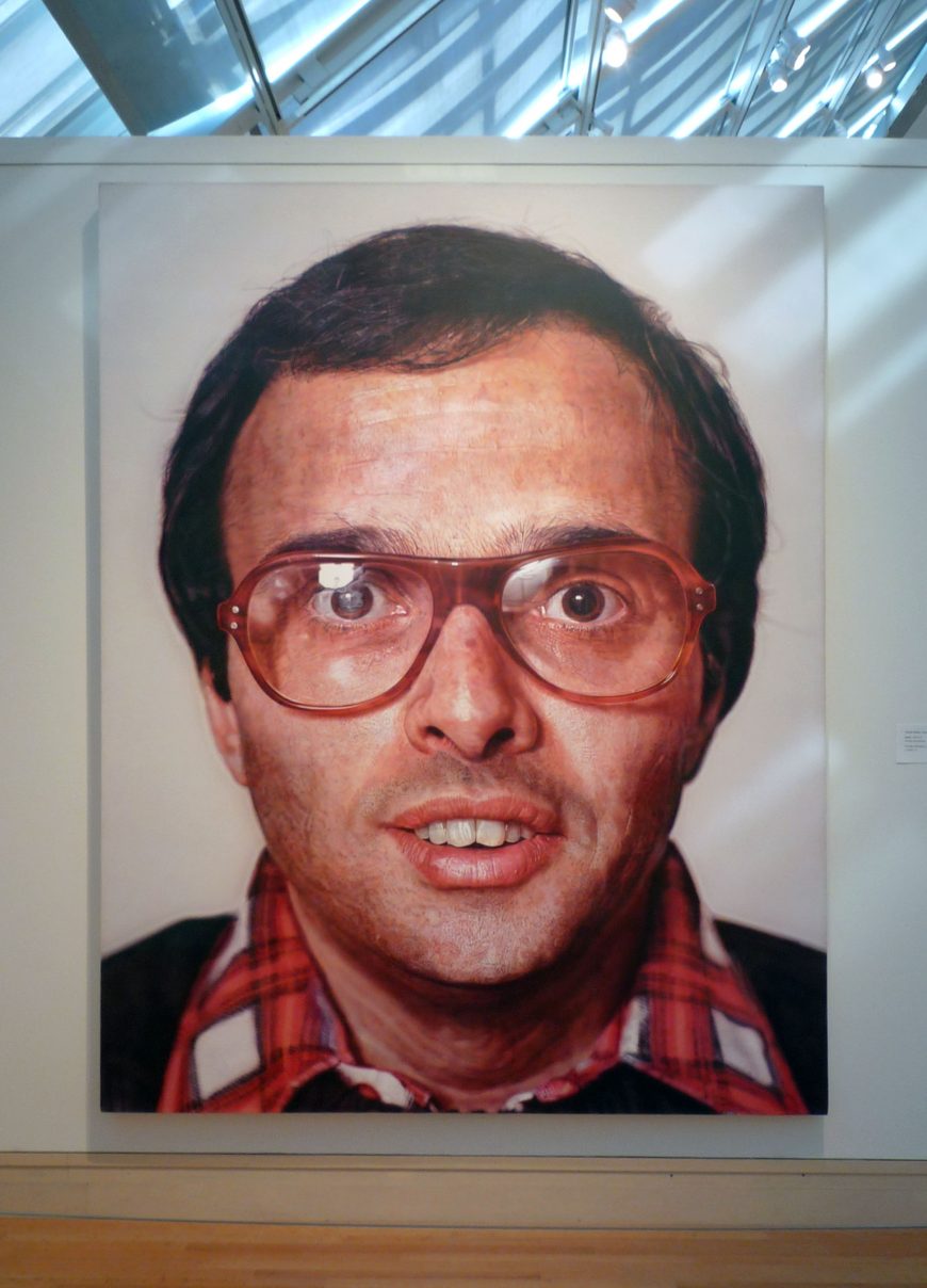 Chuck Close, Mark, 1978–79, acrylic on canvas (photo taken at MoMA)