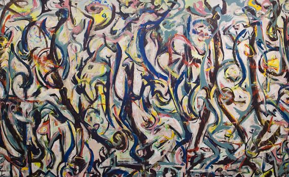 Jackson Pollock, Mural, 1943, oil and water-based paint on linen, 242.9 x 603.9 cm (University of Iowa Museum of Art)