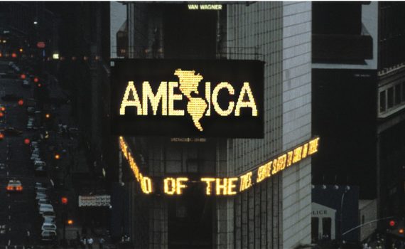 Alfredo Jaar, A Logo for America, 1987, Spectacolor animation, Times Square, New York City, 42 sec.