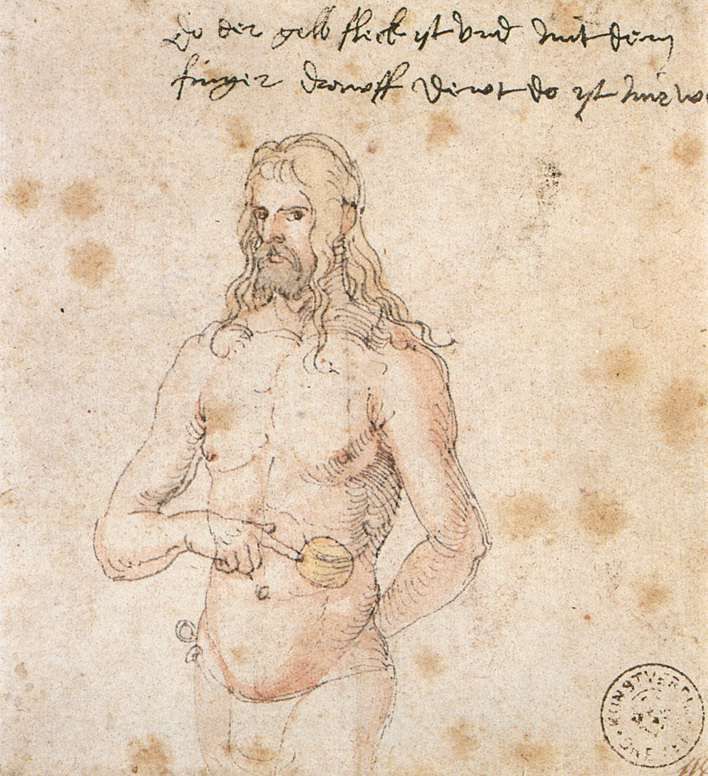 Albrecht Dürer, Self-Portrait when Ill, c. 1520, pen and ink (Kunsthalle Bremen)