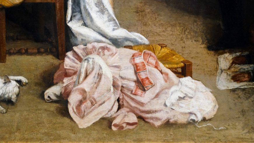 Dress (detail), Gustave Courbet, The Painter's Studio: A Real Allegory Summing Up Seven Years of My Life as an Artist, 1854–55, oil on canvas, 361 x 598 cm (Musée d'Orsay, Paris)