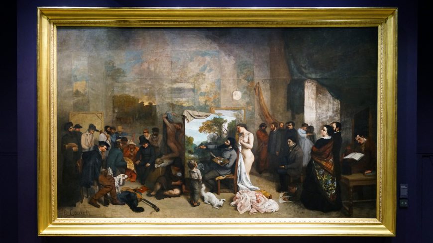 Gustave Courbet, El estudio del pintor: una alegoría real que resume siete años de mi vida como artista, óleo sobre lienzo, 361 x 598 cm (Musée d'Orsay)