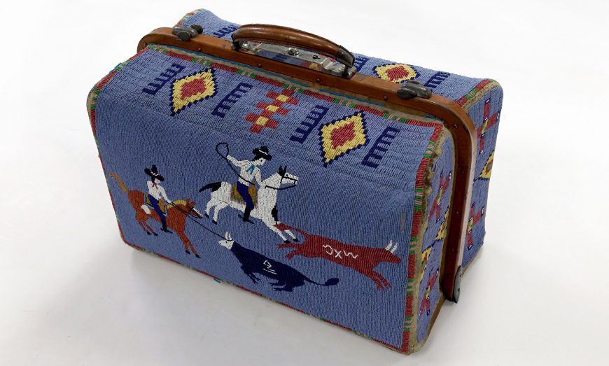 Nellie Two Bear Gates, Suitcase, 1880–1910, beads, hide, metal, oilcloth, thread (Minneapolis Institute of Art)