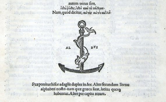 Erasmus of Rotterdam, Adagiorum chiliades, Aldine Press, 1508 (Bibliothèque Municipale, Tours, France)