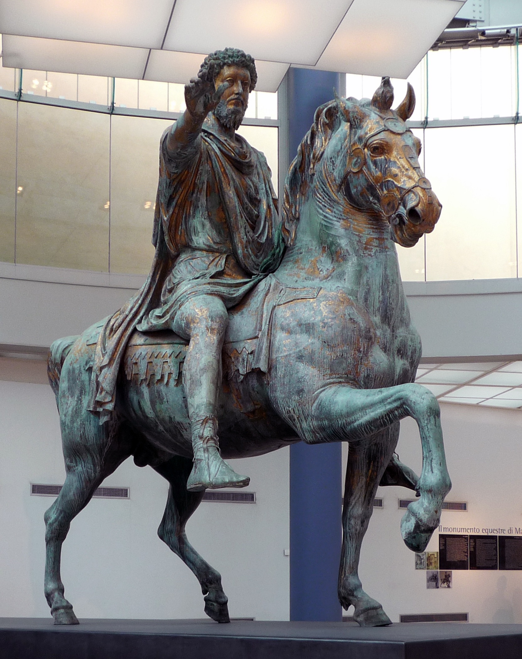 Equestrian Sculpture of Marcus Aurelius, c. 173-76 C.E., bronze (Capitoline Museums, Rome) (photo: Steven Zucker, CC BY-NC-SA 2.0)