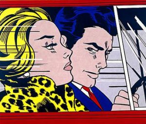 Roy Lichtenstein, In the Car, 1963, oil and magna on canvas, 172.00 x 203.50 cm (National Galleries, Scotland, © Estate of Roy Lichtenstein/DACS 2018)