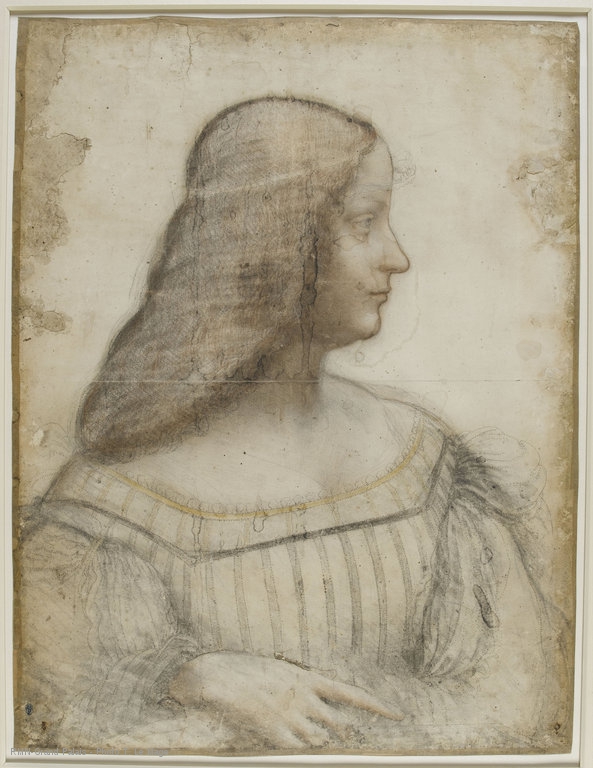 Leonardo da Vinci, Portrait of Isabella d'Este, c. 1499-1500, chalk on paper, 61 x 46.5 cm (The Louvre)