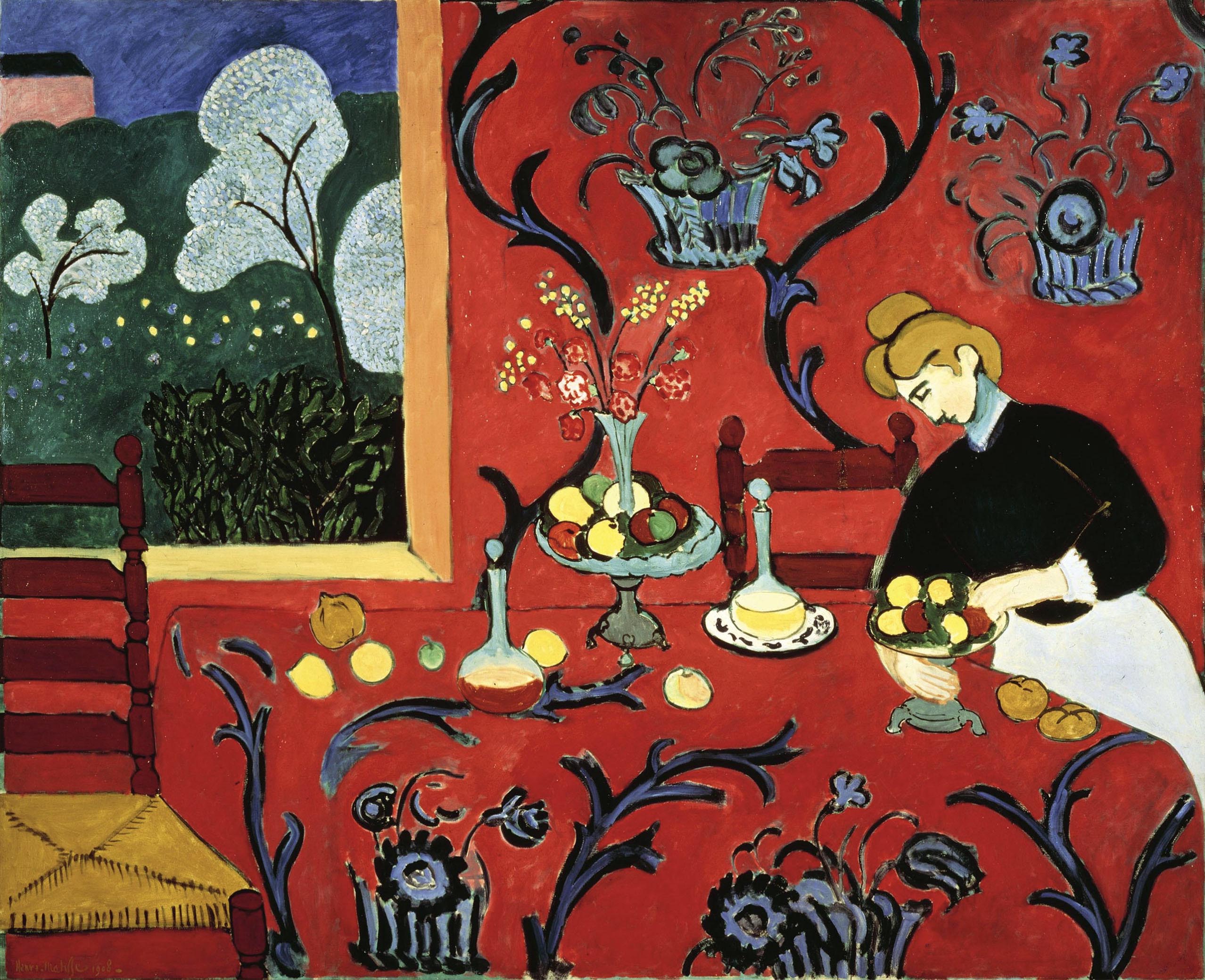 Henri Matisse, The Dessert (Harmony in Red), 1908, oil on canvas, 180.5 x 221 cm (The State Hermitage Museum)