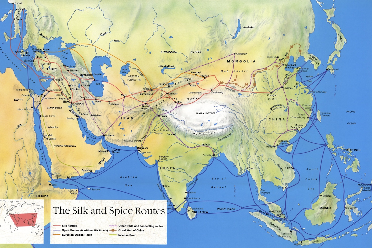 Rutas de la Seda y las Especias (imagen: UNESCO, Rutas de la Seda: Diálogo, Diversidad y Desarrollo)