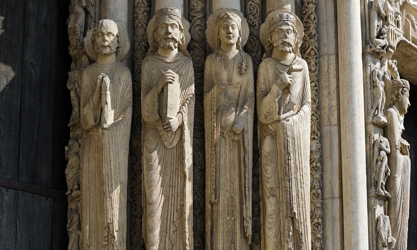 Chartres, central portal jamb figures (right) Cathedral of Notre Dame de Chartres, France, c.1145 and 1194-c.1220