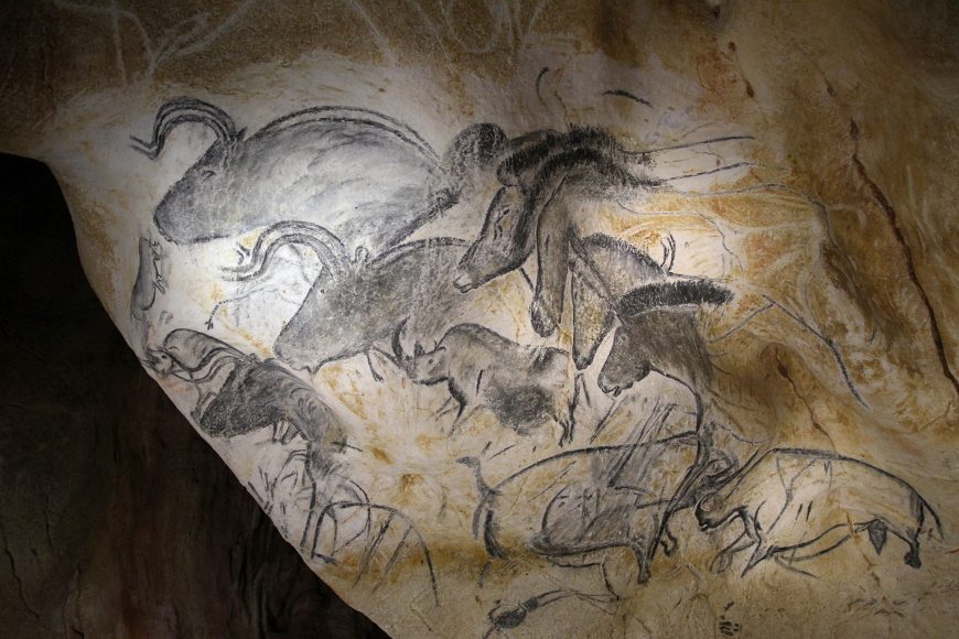 Detail, Horse Panel, wall painting in the Chauvet Cave (Pont d'Arc (from the cave replica), France, c. 30,000 - 28.,000 B.C.E. or c. 15,000 - 13,000 B.C.E. (photo: Claude Valette, CC BY-SA 4.0)