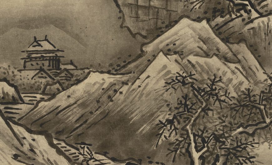 Hills (detail), Sesshu Toyo, Winter Landscape, c. 1470, ink on paper, 18 x 11 1/2 inches (Tokyo National Museum, Japan)