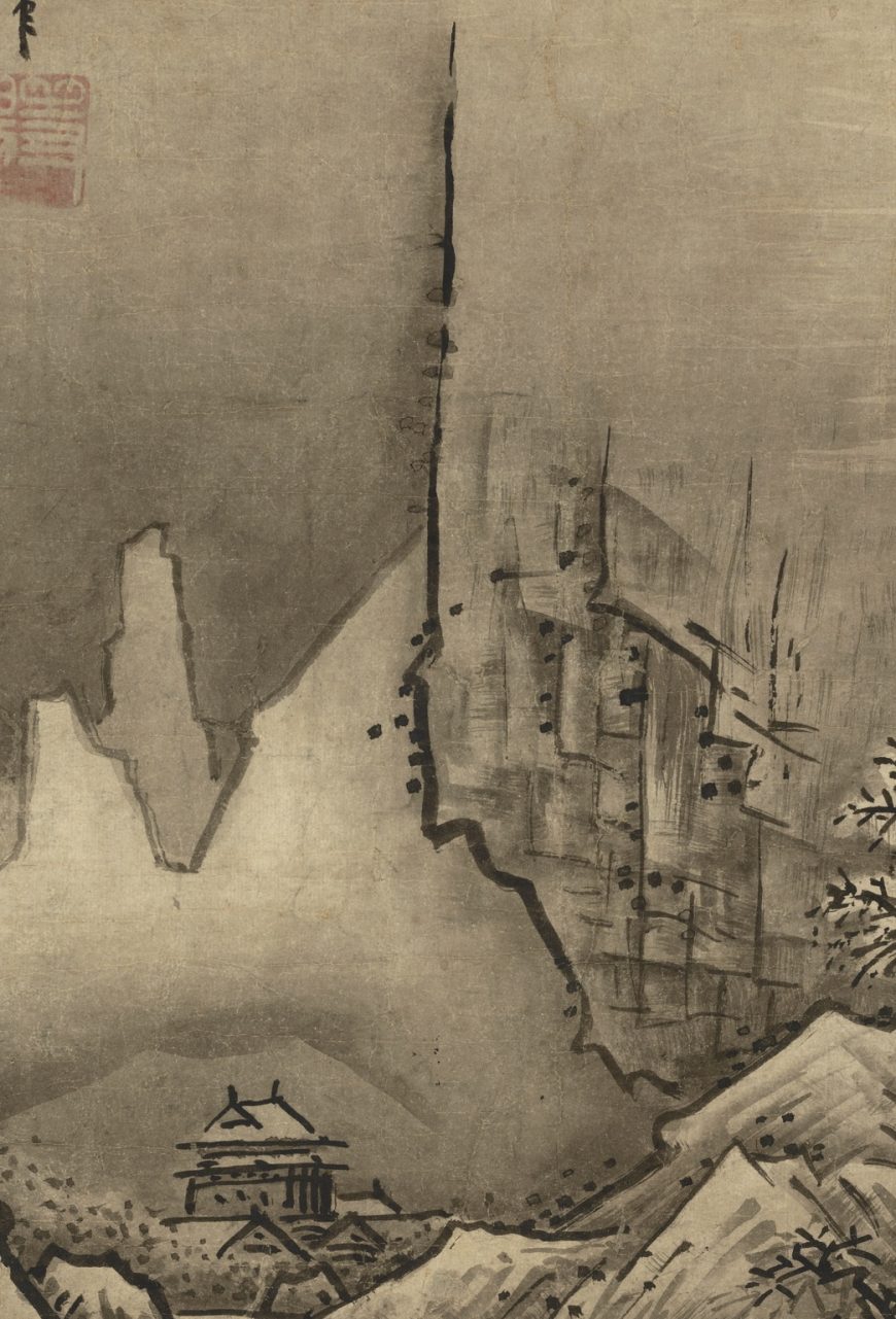 Detail, Sesshu Toyo, Winter Landscape, c. 1470, ink on paper, 18 x 11 1/2 inches (Tokyo National Museum, Japan)