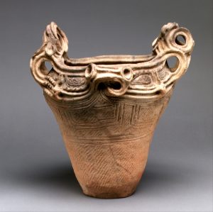 “Flame-rimmed” deep bowl, Middle Jomon period (ca. 3500–2500 B.C.), earthenware with cord-marked and incised decoration, H. 13 in. (image: Metropolitan Museum of Art) 