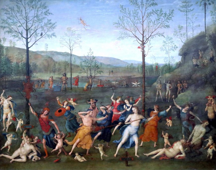 Pietro Perugino, The Combat of Love and Chastity (or Battle between Lasciviousness and Chastity), 1505, oil on canvas, 160 x 191 cm (Musée du Louvre, Paris)
