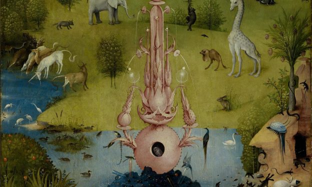 Fountain, Hieronymus Bosch, The Garden of Earthly Delights, c. 1480-1505, oil on panel, 220 x 390 cm