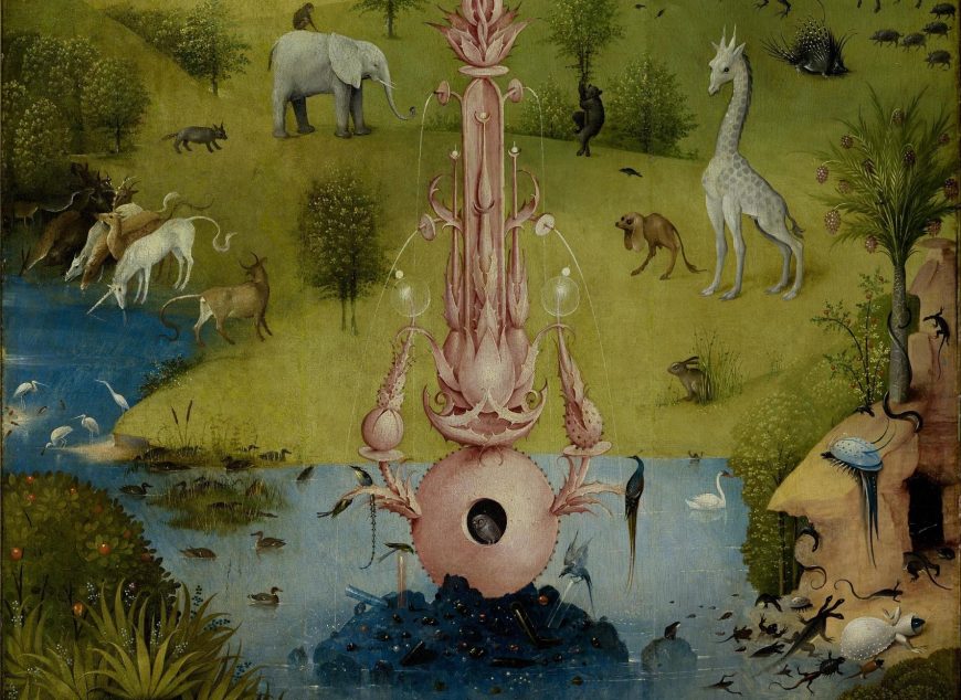 Fountain, Hieronymus Bosch, The Garden of Earthly Delights, c. 1480-1505, oil on panel, 220 x 390 cm