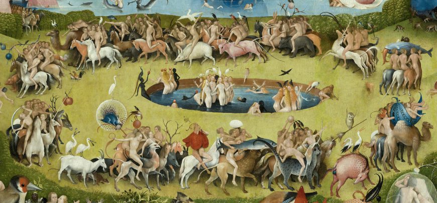 Pool of the maidens, central panel, Bosch, Garden of Earhtly Delights (Museo del Prado)