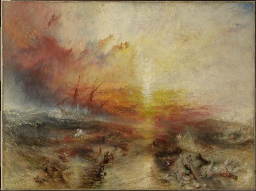 Joseph Mallord William Turner, Slave Ship (Slavers Throwing Overboard the Dead and Dying, Typhoon Coming On), 1840, oil on canvas, 90.8 x 122.6 cm (Museum of Fine Arts, Boston)