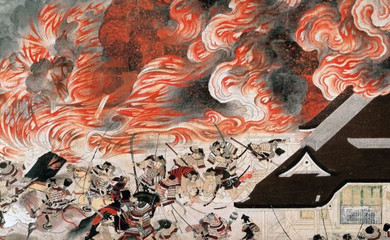 Night Attack on the Sanjô Palace (detail), Illustrated Scrolls of the Events of the Heiji Era (Heiji monogatari emaki) Japanese, Kamakura period, second half of the 13th century, 45.9 x 774.5 x 7.6 cm (Museum of Fine Arts, Boston)
