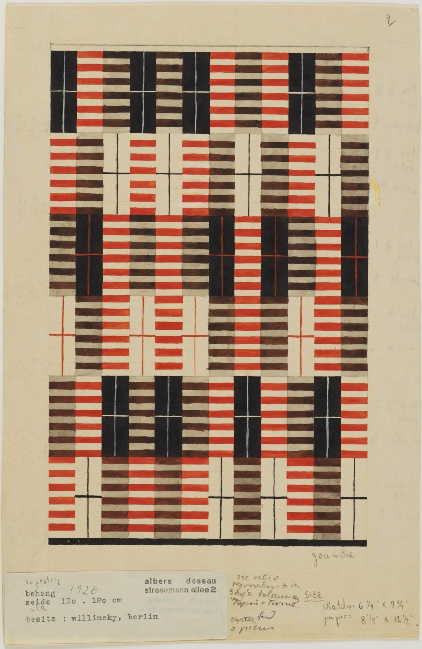 Anni Albers, Design for Wall Hanging, 1926, gouache on paper, 30.8 x 22.2 cm (MoMA).