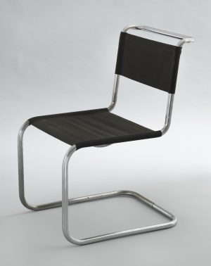 Marcel Breuer, Chair (model B33), 1927-28, chrome-plated tubular steel with steel-thread seat and back, 83.7 x 49 x 64.5 cm (MoMA).