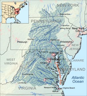 Map showing the Chesapeake Bay drainage basin.