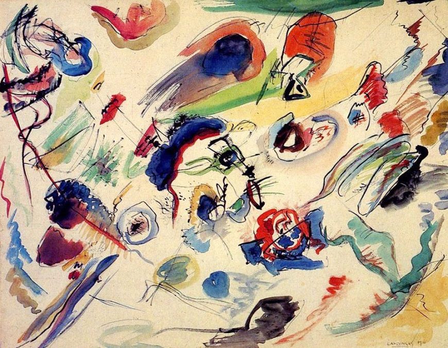 Vasiliy Kandinsky, Untitled (Study for Composition VII, first abstraction), 1913, watercolor (Centre Pompidou).