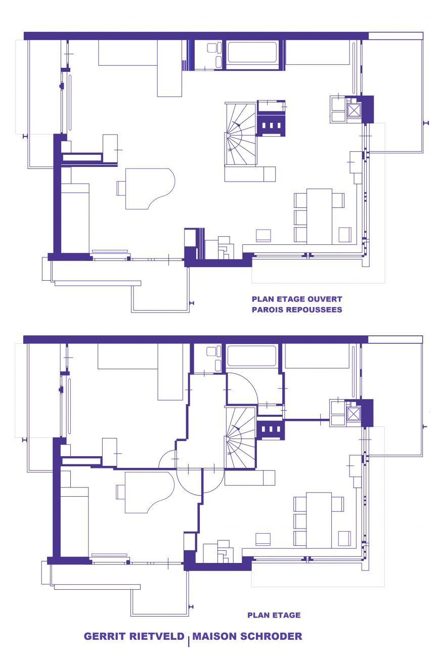 Schröder House, floor plans, 1924 (image: Jchancerel CC BY-SA 4.0).