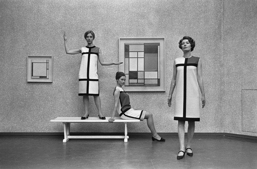 Yves Saint Laurent Mondrian dresses at the Museum of Modern Art,1966.