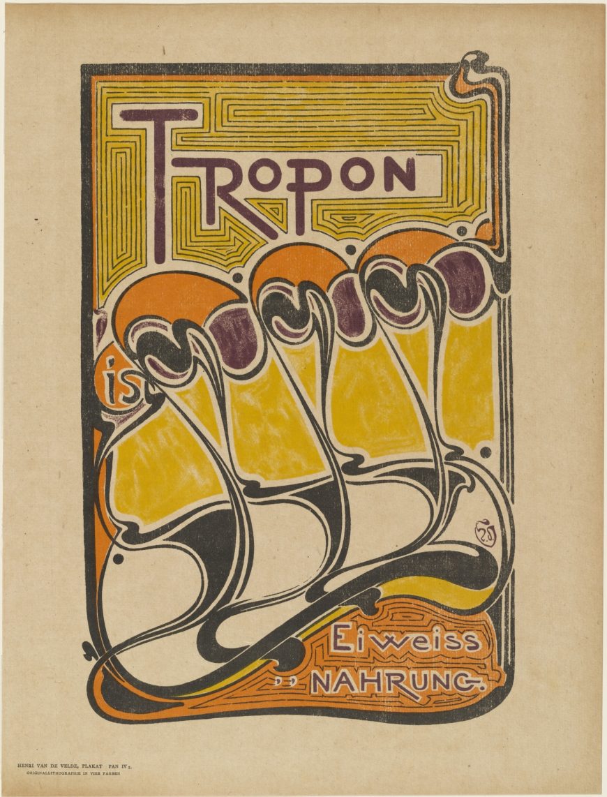 Henri van de Velde, Tropon Poster, from the periodical Pan, vol. IV no. 1 (April-May-June 1898), lithograph, 31.1 x 19.9 cm (Museum of Modern Art).