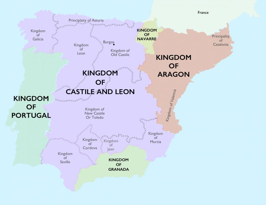 Map of the Kingdoms of Spain in 1492