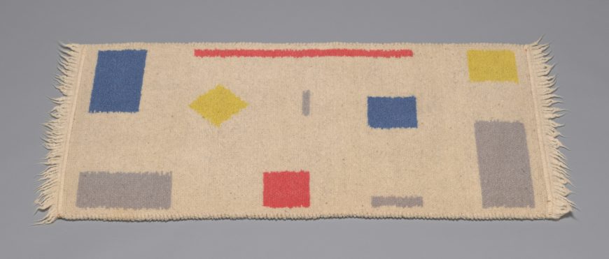 Bart van der Leck, Double-Faced Rug, Metz & Co, 1929-35, wool, 124.5 x 55.2 cm (MoMA).