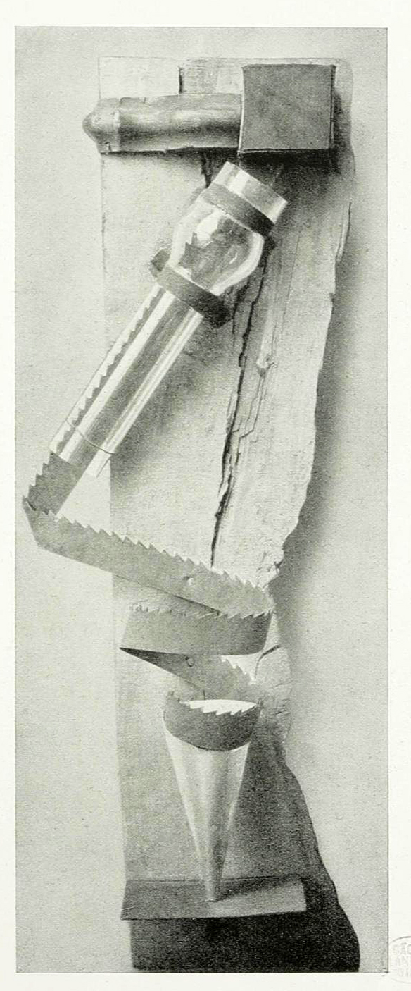 Moses Mirkin, Contrast study in various materials, 1920, photo of the original work as it appeared in the 1923 Bauhaus exhibition catalog