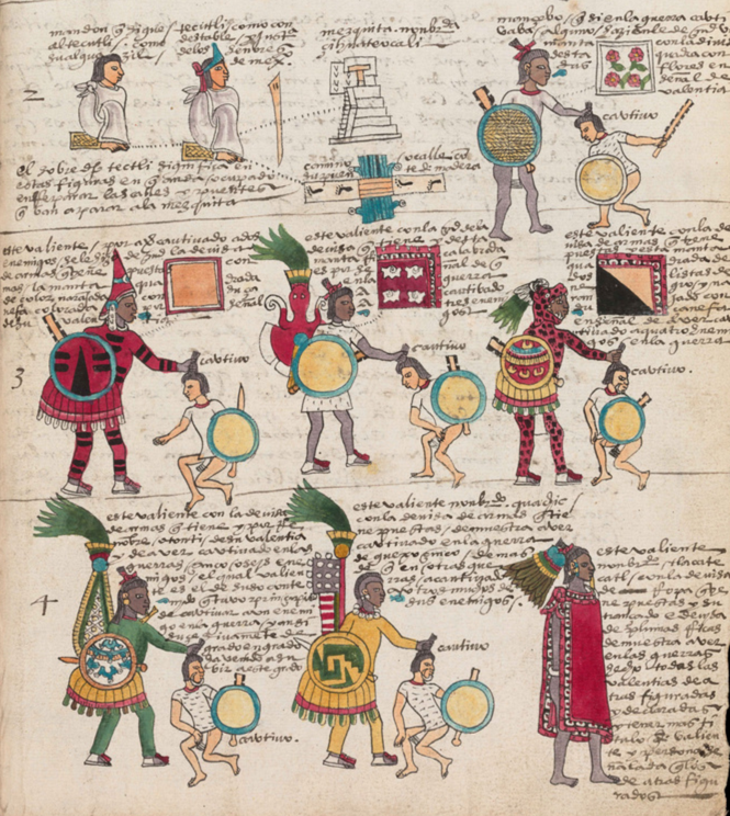 Warriors, Codex Mendoza, Viceroyalty of New Spain, c. 1541–1542, pigment on paper © Bodleian Libraries, University of Oxford